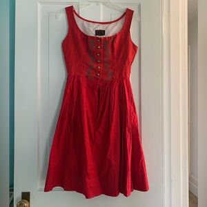 Vintage Red and Green Dirndl with Embroidery made in Austria size 40 Eur